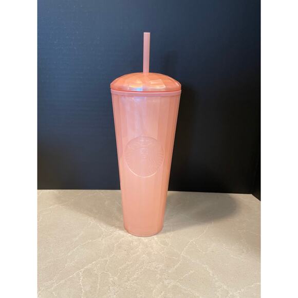 Starbucks 2021 summer Edition tumbler w/ straw marble pink 24 oz logo stamped - Picture 1 of 10